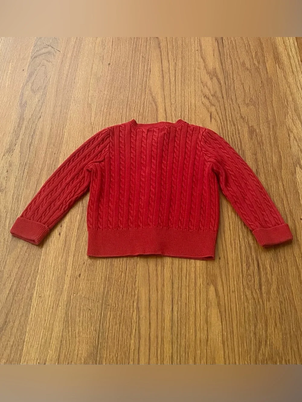 Ralph Lauren Red Mini Cable Knit Button Cardigan for Kids